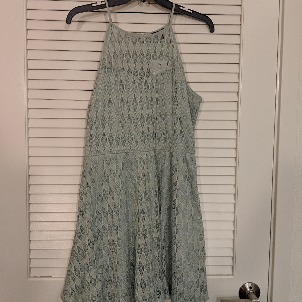 Mint lace halter dress